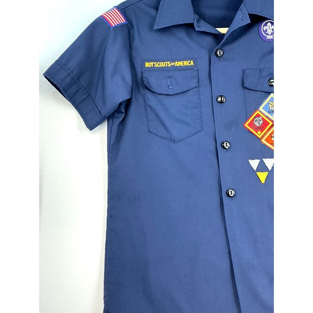 Boy Scouts Of America Official Youth Uniform Top Patches Sz M Novelty Shirt